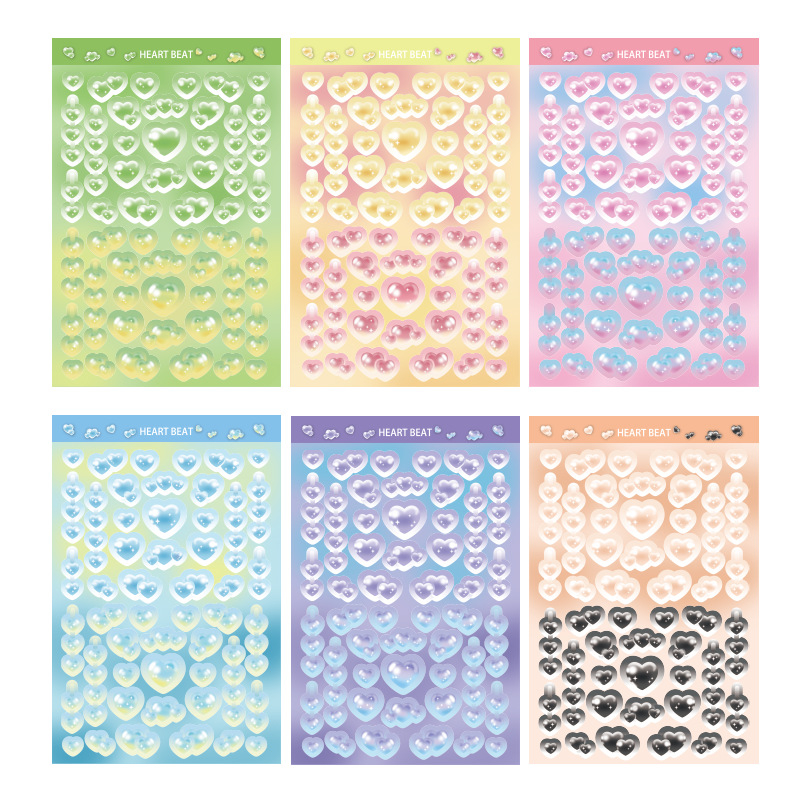 Zanmo tấm hình dán sticker trái tim kim tuyến nổi dễ thương decor toploader