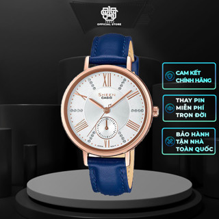 Đồng hồ nữ Casio Sheen SHE-3066PGL-7A dây da thật, chống nước 50m, size 34mm, hàng chính hãng