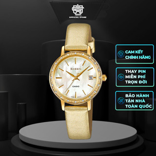 Đồng hồ nữ Casio Sheen SHE-4060 / SHE-4060GL-9A mặt khảm xà cừ, chống nước 50m, size 27.8mm, hàng chính hãng
