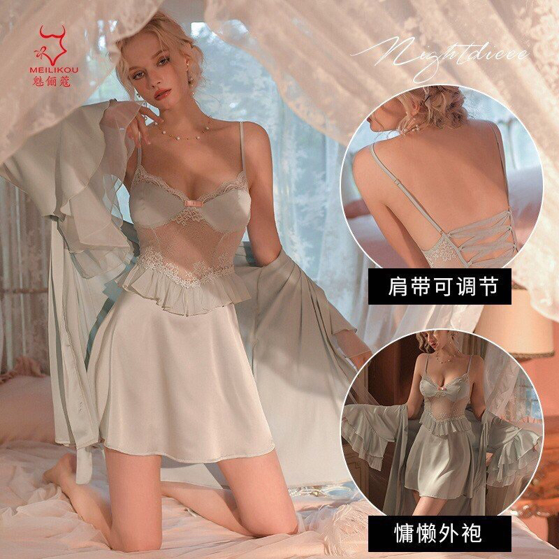 Váy ngủ lụa hai dây cao cấp không kèm choàng Đầm ngủ mặc nhà gợi cảm