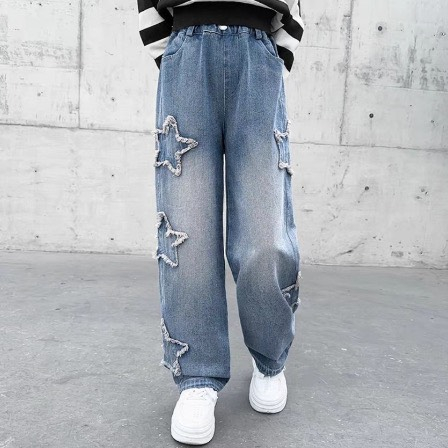 Quần Bò Cho Bé Gái Dáng Suông Phong Cách Thời Thượng Chất Bò Mềm Thoáng Mát Đi Học