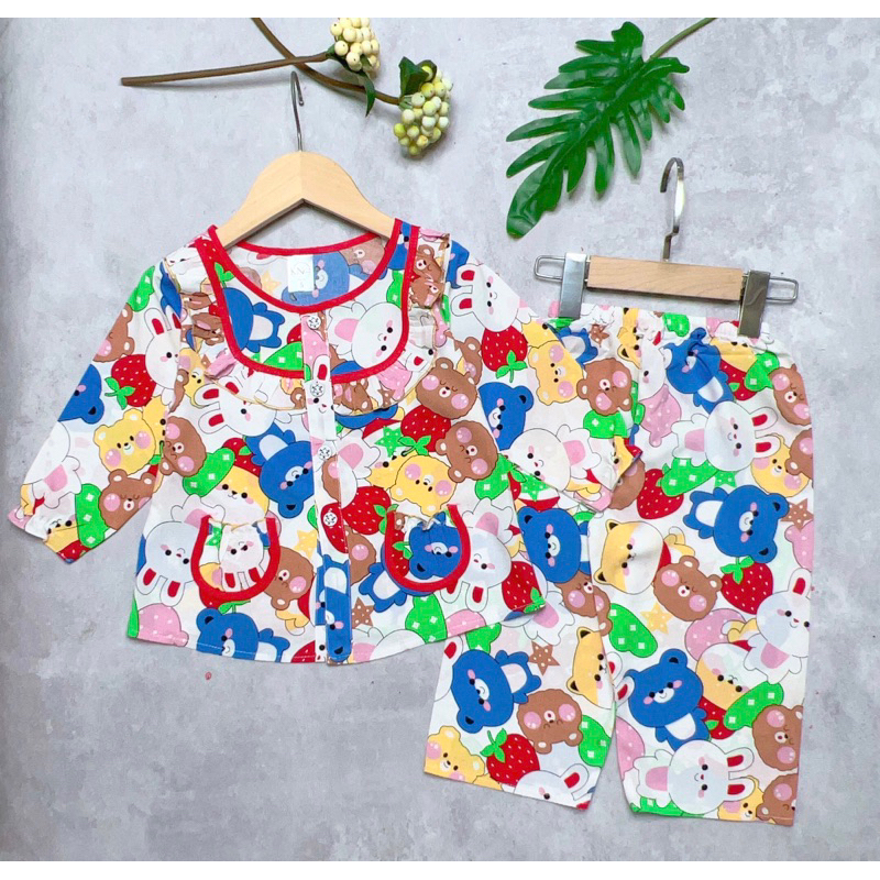 Bộ tole/lanh bé gái tay dài quần dài cài giữa -KN Kids