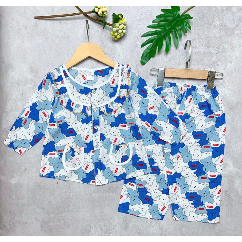 Bộ tole/lanh bé gái tay dài quần dài cài giữa -KN Kids