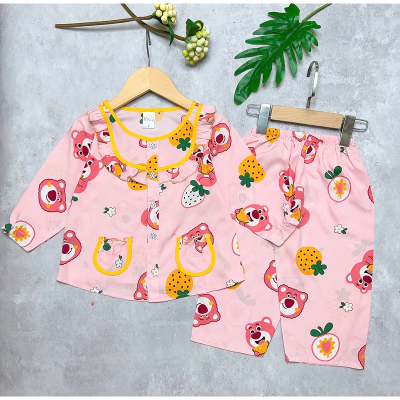 Bộ tole/lanh bé gái tay dài quần dài cài giữa -KN Kids