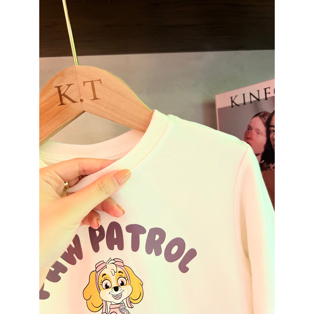 Váy nỉ suông cổ tròn dài tay hoạ tiết cún Paw patrol cho bé gái mặc thu đông đi học đi chơi thoải mái