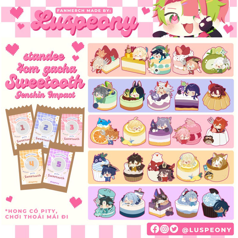 Standee/ Mô hình mica 4cm Genshin Impact series “SWEETOOTH”