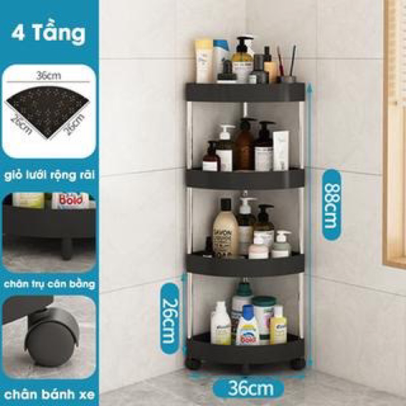 ( hàng loại 1) kệ góc để đồ đa năng nhà tắm,nhà bếp có bánh xe di chuyển tiện lợi
