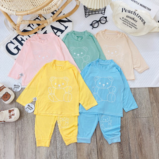 (MS28)Bộ quần áo thu đông thun lạnh dài tay cho bé trai bé gái trơn Chất Thun Lạnh