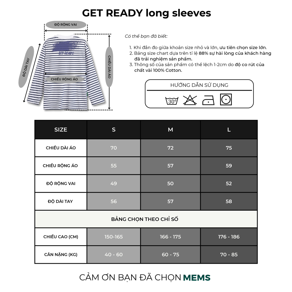 Get Ready long sleeves Purple print | MEMS Áo thun cotton nam nữ tay dài cổ tròn in thông điệp