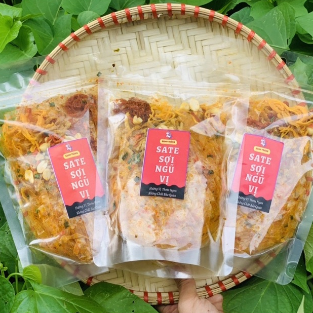Bánh Tráng Sate Sợi ngũ vị túi Zip 150g thơm ngon tròn vị- Thèm Gì Cũng Có