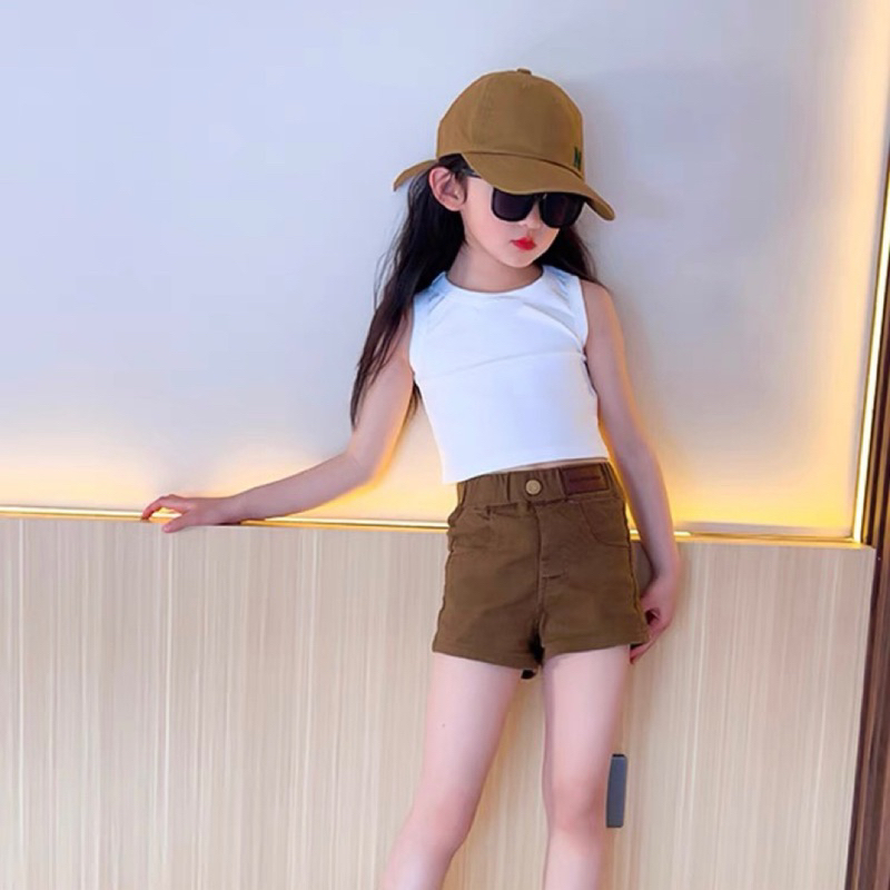 Áo Croptop Bé Gái, Áo Thun Sát Nách Dễ Phối Đồ Vải Cotton