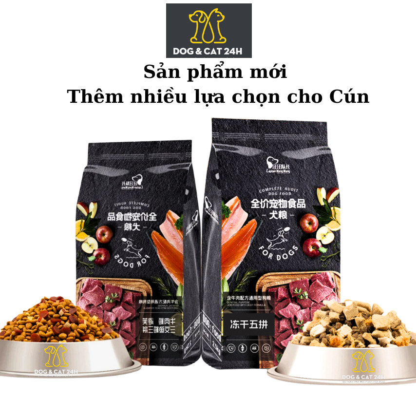 Hạt Captain cho chó kén ăn 500g - 2.5kg, trộn bò - cá hồi - phô mai