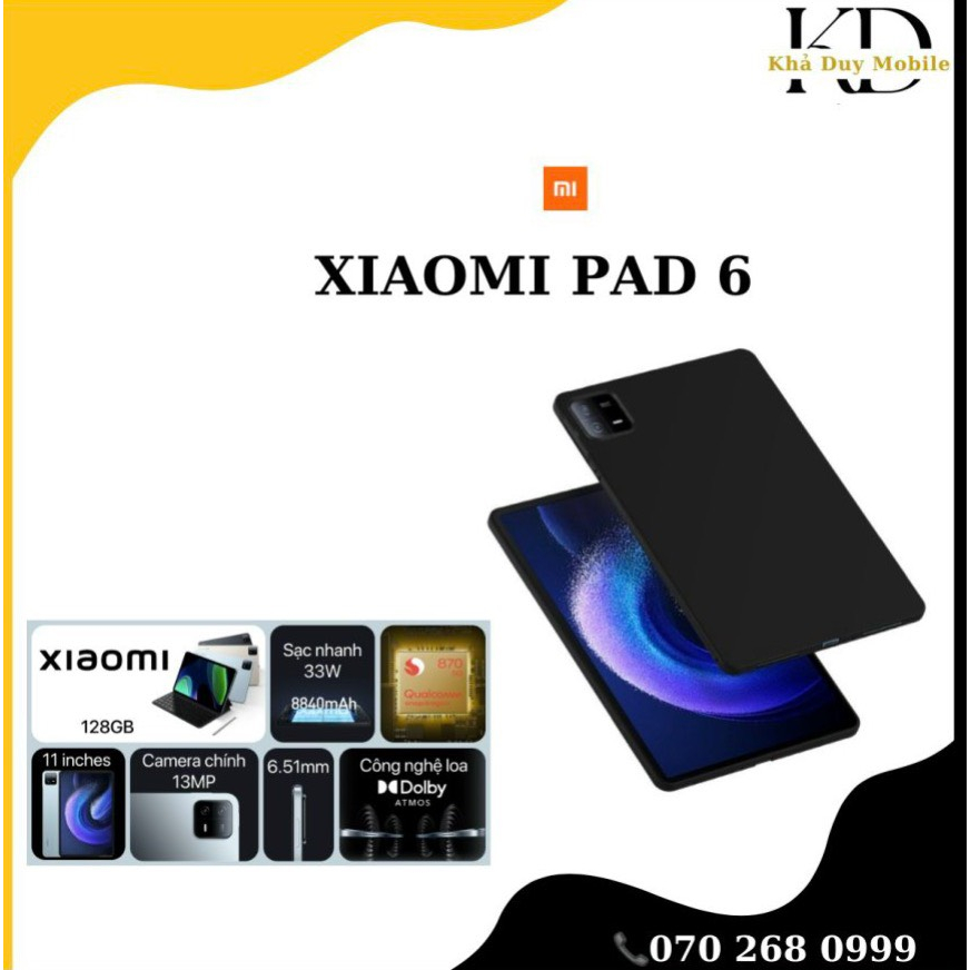 Máy tính bảng Xiaomi MiPad 6 chip Snap 870 - Hàng nhập khẩu- Máy Nguyên Seal