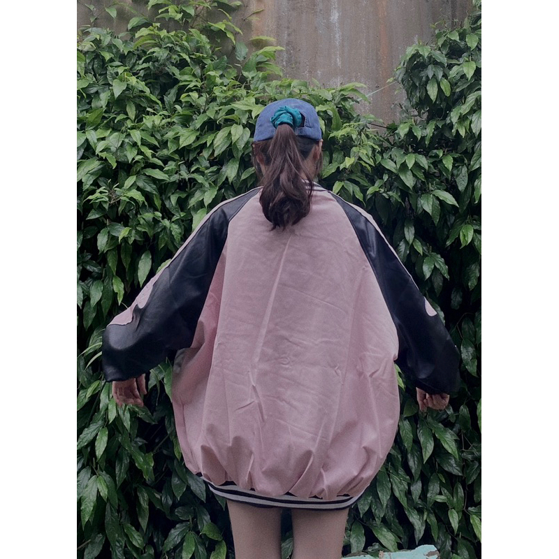 ÁO KHOÁC BOMBER CAO CẤP PHỐI DA HỒNG