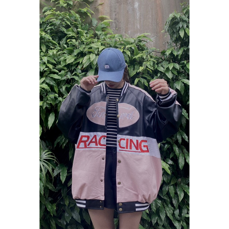 ÁO KHOÁC BOMBER CAO CẤP PHỐI DA HỒNG