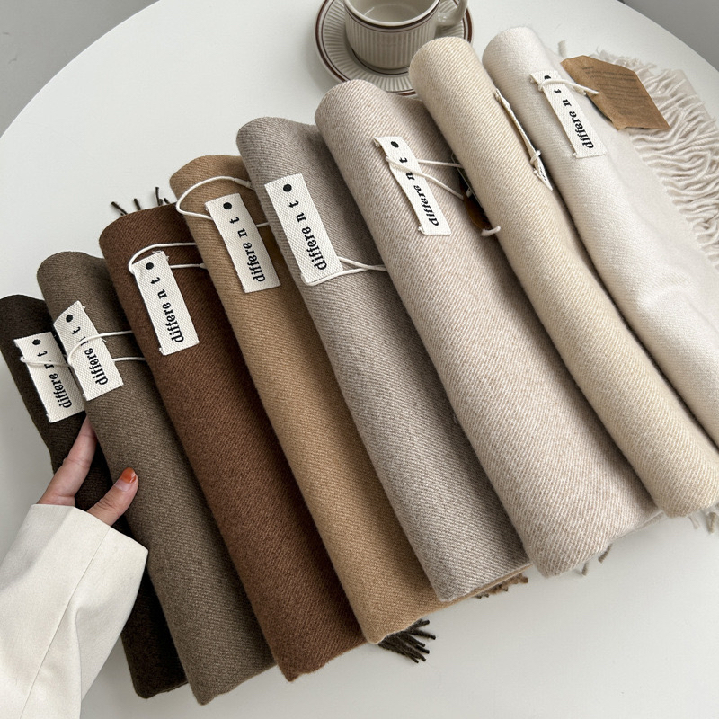 Khăn choàng cổ trơn Different tone màu Neutral chất Cashmere dạ len mềm mịn ấm áp thu đông 2023 style Hàn Quốc