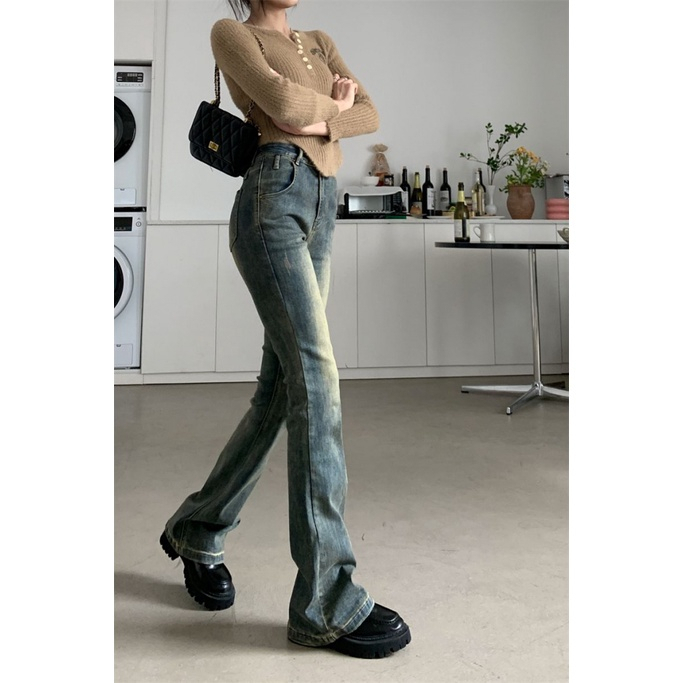 Quần Jeans Nữ Ống Loe , Quần Bò Nữ Ống Loe Cổ Điển Rách Đùi Siu HOT TL01 | BigBuy360 - bigbuy360.vn