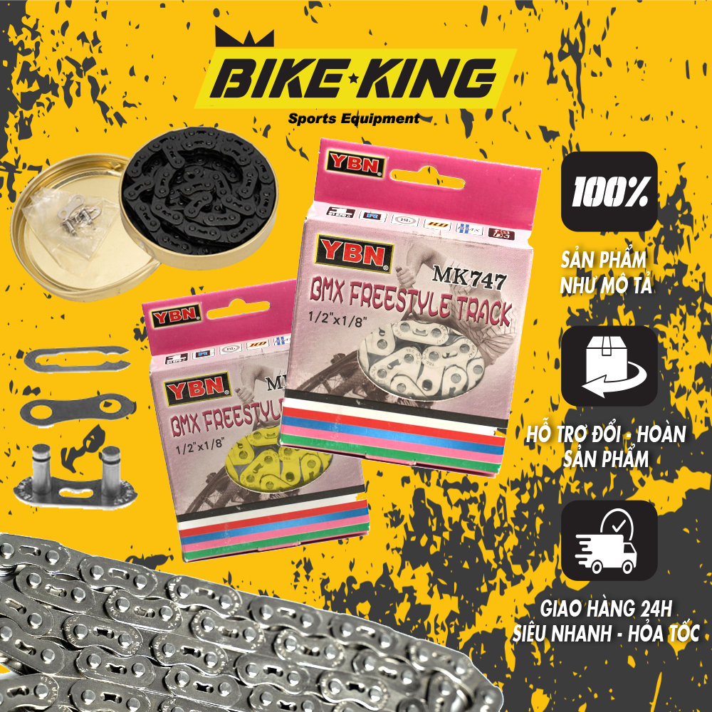 Sên - Xích Xe Đạp BMX, Fixed-Gear MK747 Độ Bền & Chịu Lực Cao, Bền Bỉ [ Kèm khoá rời ] SX