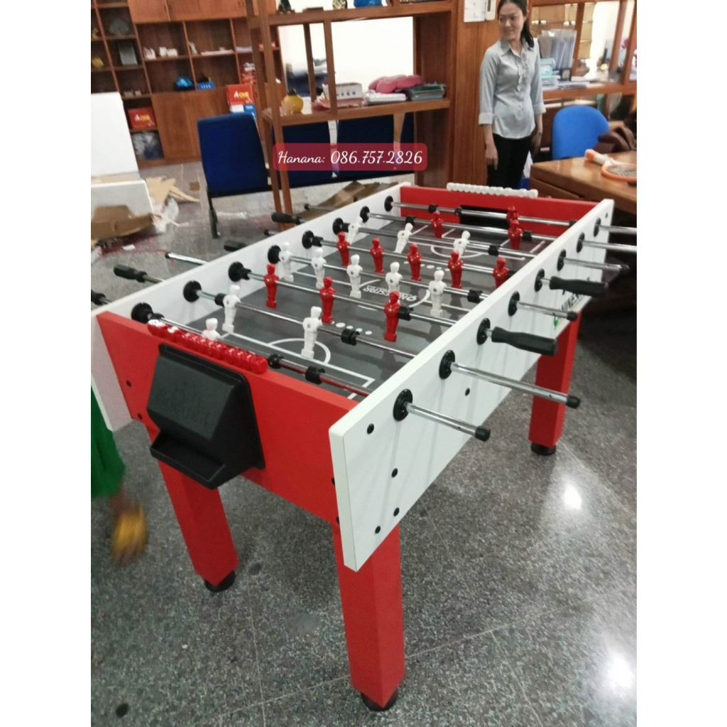 Bàn Bi Lắc Bóng Đá Cỡ Lớn 1,4m NineStar Robot Red White Chuẩn Thi Đấu, Banh Bàn Foosball 1m4 Gia Đình Văn Phòng Hanana