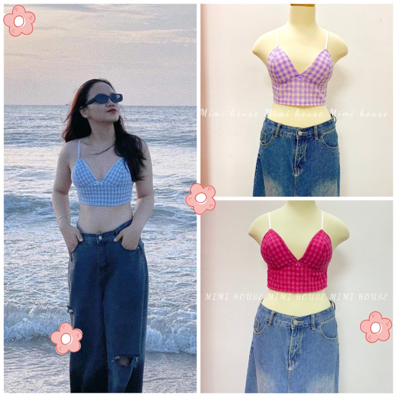 Áo bra dáng dài đi biển (có mút ngực) - Handmade by Mimi House