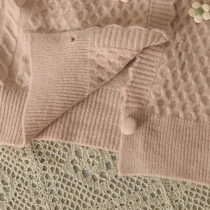 Áo dệt kim sát nách, cardigan nữ phong cách Hàn quốc, gile len đính hoa GL056