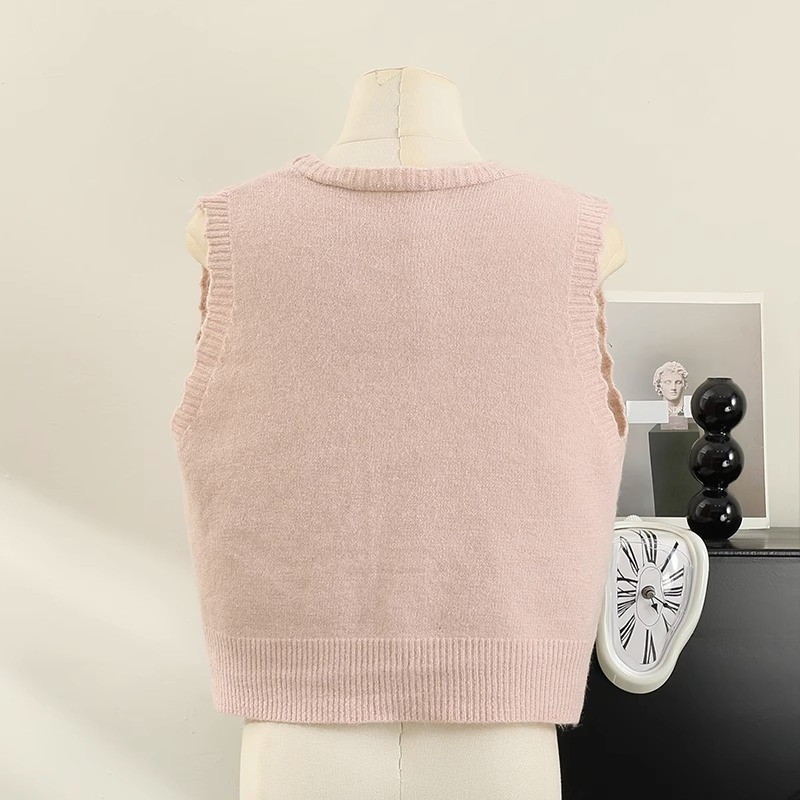 Áo dệt kim sát nách, cardigan nữ phong cách Hàn quốc, gile len đính hoa GL056