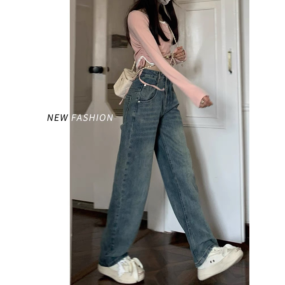 Quần Jean Nữ Ống Suông , Quần Bò Nữ Ống Rộng Lưng Cao Màu Xanh Cổ Điển Phong Hàn Cá Tính Đ40 | BigBuy360 - bigbuy360.vn