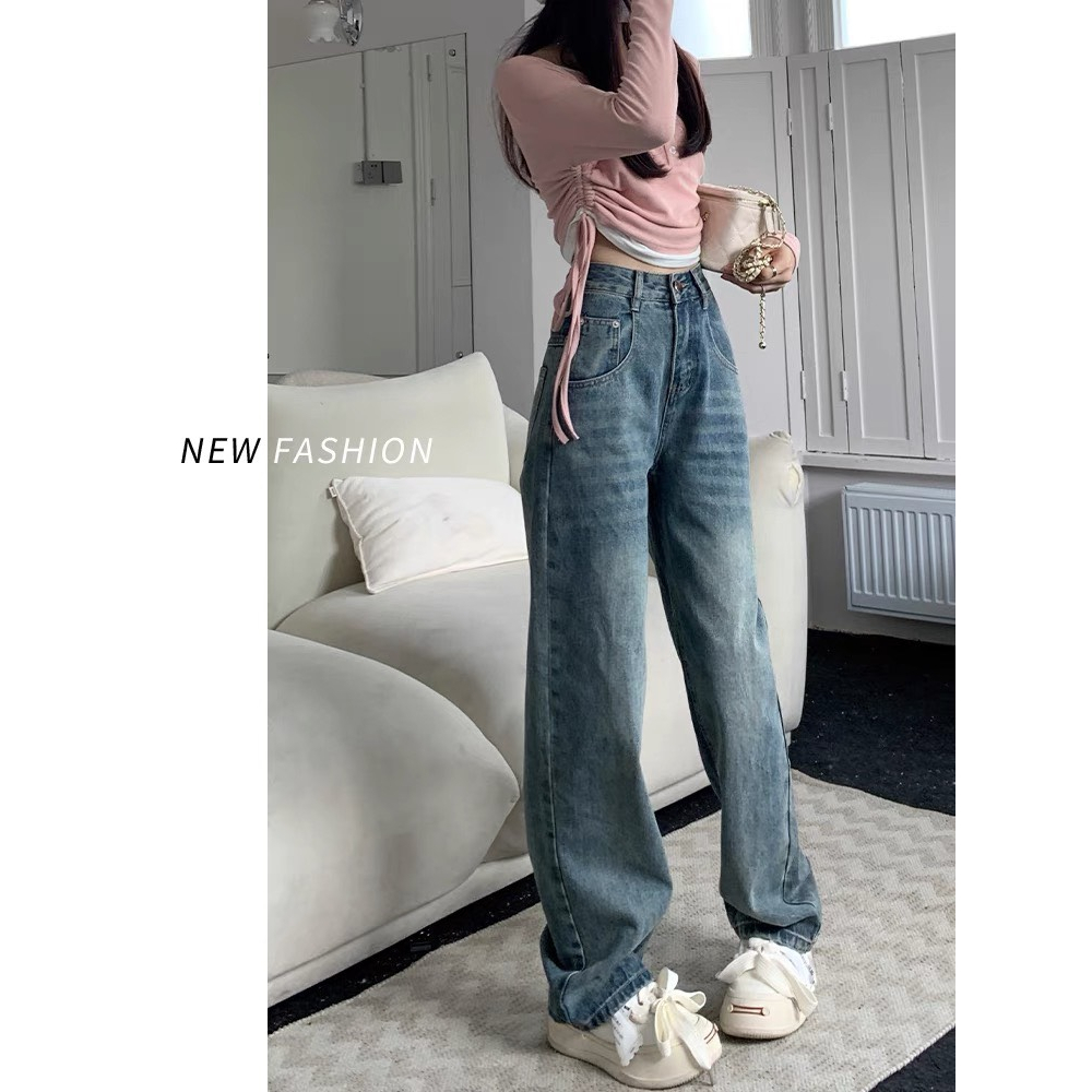 Quần Jean Nữ Ống Suông , Quần Bò Nữ Ống Rộng Lưng Cao Màu Xanh Cổ Điển Phong Hàn Cá Tính Đ40 | BigBuy360 - bigbuy360.vn