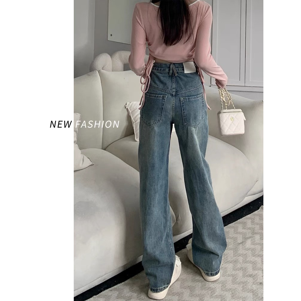 Quần Jean Nữ Ống Suông , Quần Bò Nữ Ống Rộng Lưng Cao Màu Xanh Cổ Điển Phong Hàn Cá Tính Đ40 | BigBuy360 - bigbuy360.vn