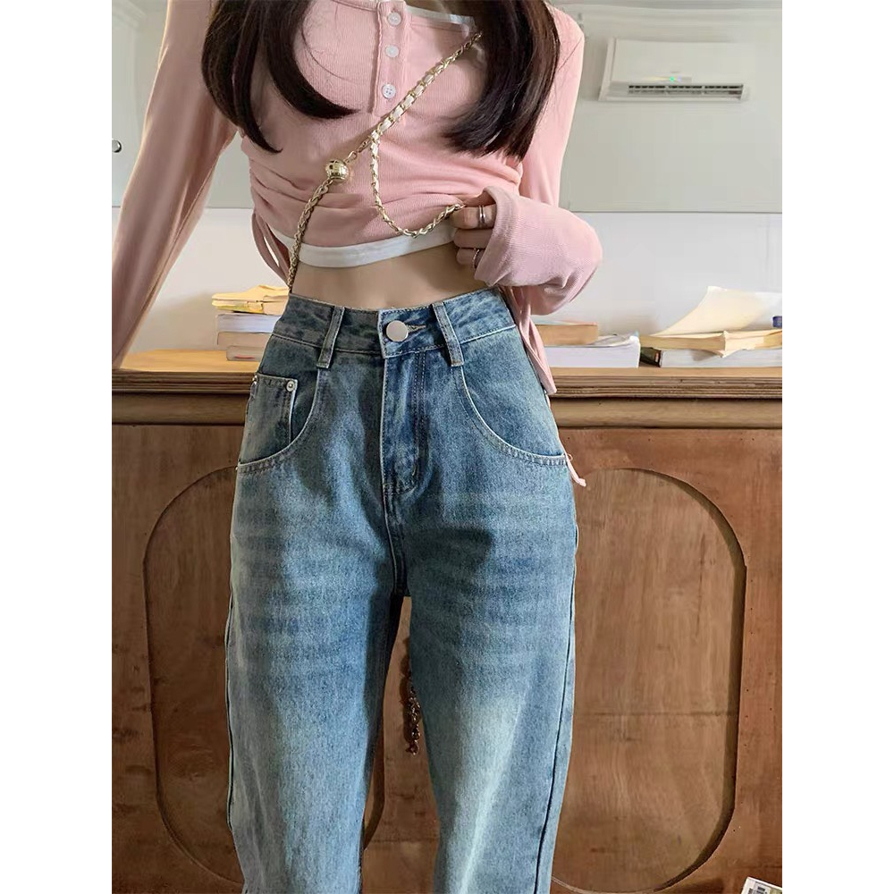 Quần Jean Nữ Ống Suông , Quần Bò Nữ Ống Rộng Lưng Cao Màu Xanh Cổ Điển Phong Hàn Cá Tính Đ40 | BigBuy360 - bigbuy360.vn