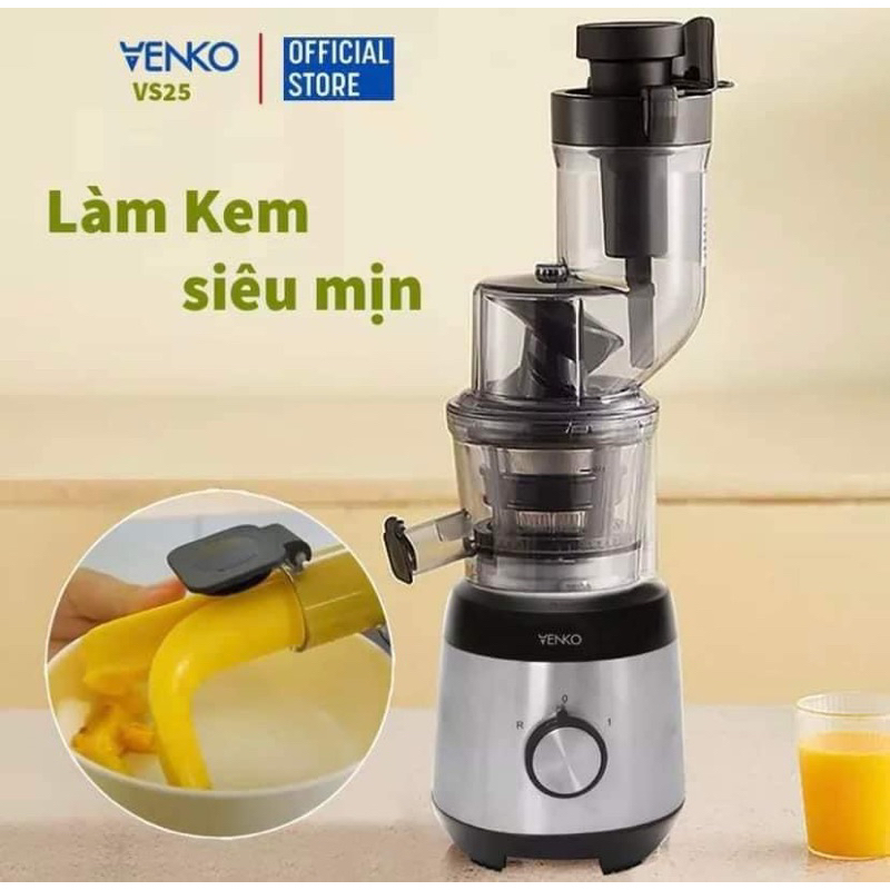 Máy ép chậm venko vs25 - máy ép trái cây kiêm vắt cam - Bảo hành 12 tháng