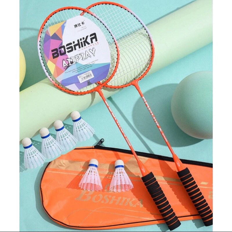 Vợt cầu lông 2 chiếc Boshika tay nệm bộ vợt cầu lông khung thép
