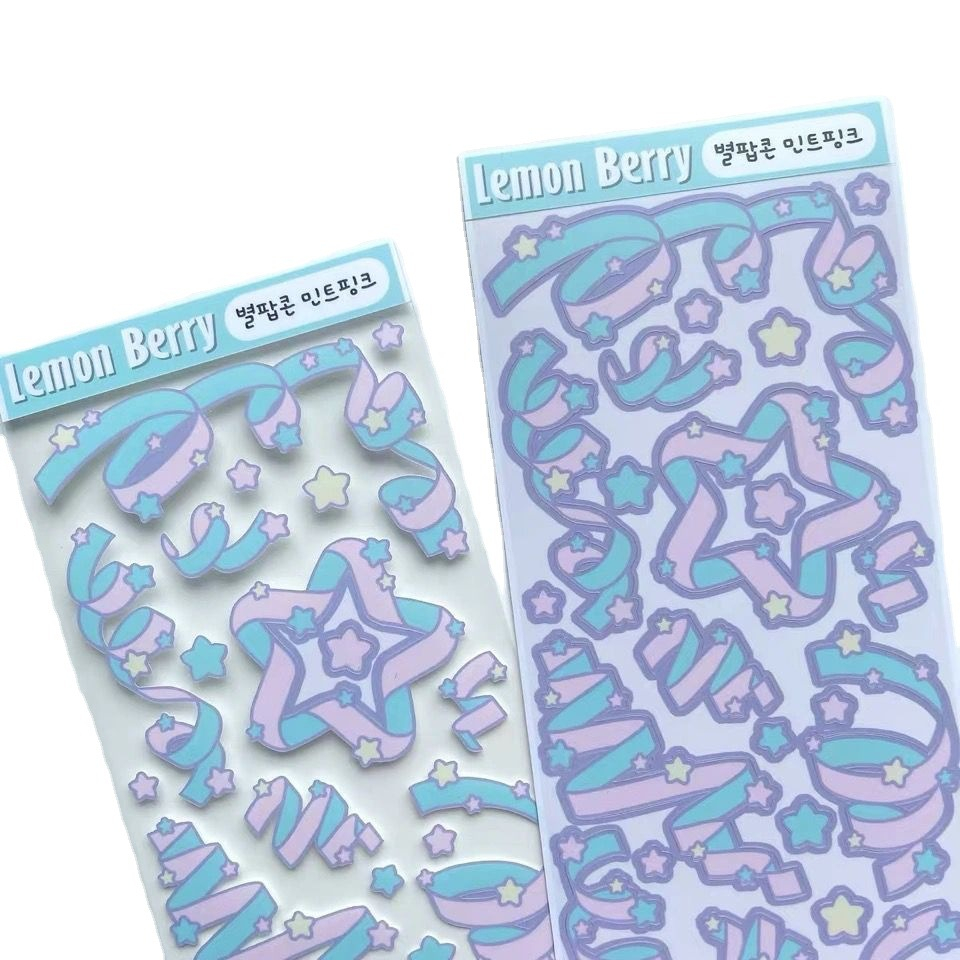 Zanmo tấm hình dán sticker dải ruy băng ngôi sao lấp lánh decor toploader