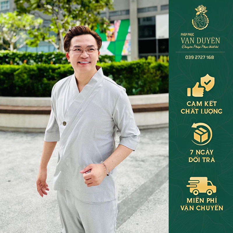 Bộ Pháp Phục Vạn Duyên Pháp Phục Nam Vải Linen Cao Cấp 15.