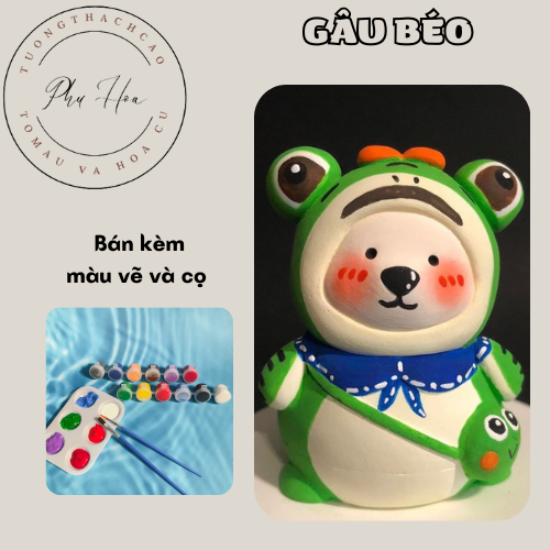 TƯỢNG THẠCH CAO TÔ MÀU GẤU BÉO ĐEO TÚI SIZE TO