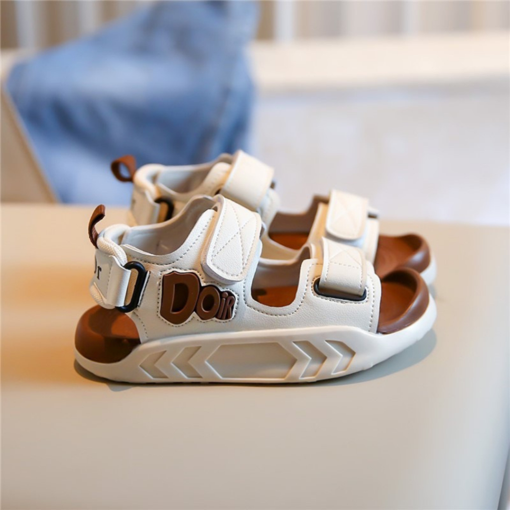 Sandal Bé Trai Bé Gái Dép Sandal Chất Liệu Da Mềm Quai Dán Ngang Mẫu Mới