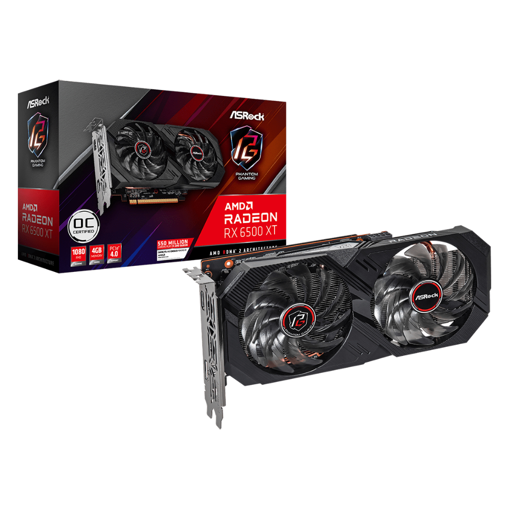Card màn hình VGA ASROCK Radeon RX 6500 XT Phantom Gaming D 4GB OC 4GB GDDR6