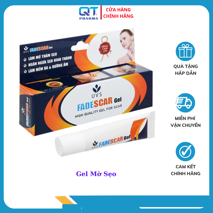 Gel dưỡng ẩm mờ sẹo UVS Fadescar  - Giúp làm mềm da chống oxy hóa, mờ thâm ngăn ngừa hình thành sẹo