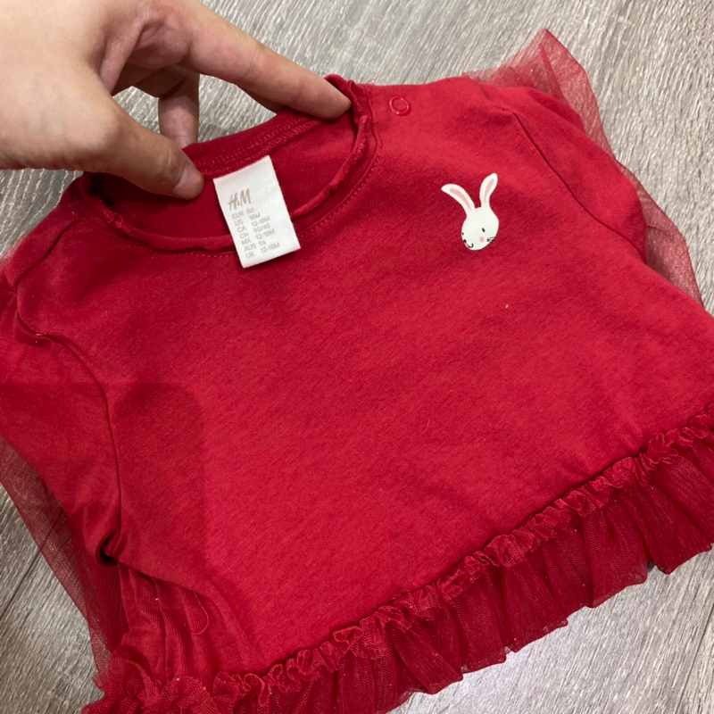 Váy đầm HM đỏ hình thỏ xuất dư xịn