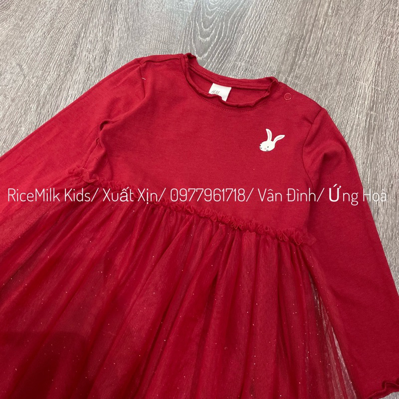 Váy đầm HM đỏ hình thỏ xuất dư xịn