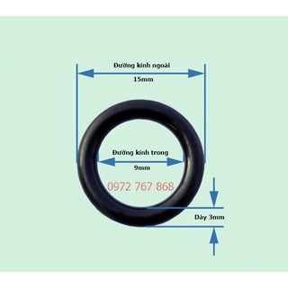 Gioăng cao su 9×3mm, đường kính trong 9mm, đường kính ngoài 15mm, dày 3mm