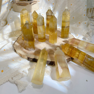 Trụ đá thanh tẩy Fluorite vàng , đá phong thủy dùng trong Tarot, reiki, thiền định