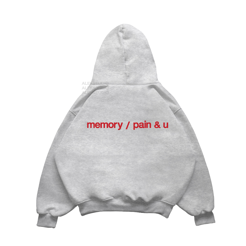 ÁO HODDIE BASIC UNISEX "PAIN" MÀU XÁM FORM BOXY | ALEKSTUDIO