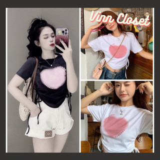 Áo thun kiểu rút dây 2 bên tim ngực, Áo kiểu ôm body chun eo SA199 Vinn_Closet