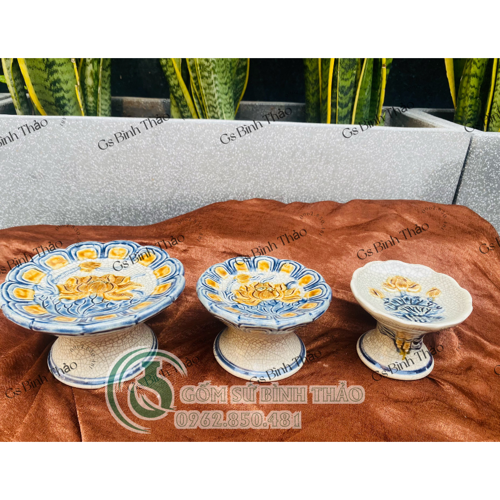 Chân nến thờ men rạn Bát Tràng - hàng loại 1