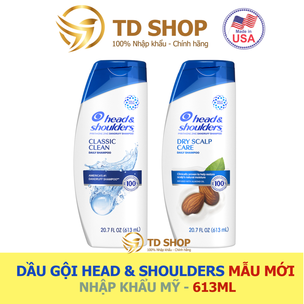 [NK Mỹ] Dầu gội Head&Shoulders nhập Mỹ 613ml Classic clean I Hạnh nhân - TD Shop