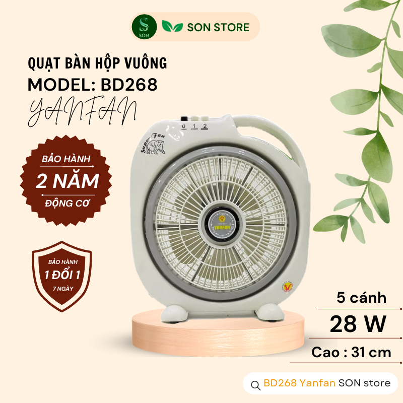 Quạt Mini YANFAN BD268 Để Bàn, Cao 31cm, 28W Nhỏ Gọn Tiện Lợi Di Chuyển