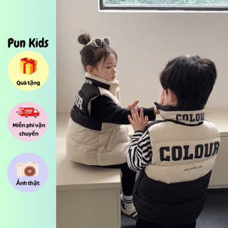 Áo gile phao hoạ tiết chữ colour cute cho bé trai, bé gái AMĐ30