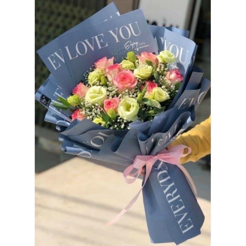 Sét 20 tờ Giấy bó hoa tình nhân, giấy chữ i love you sang xịn hàng loai đẹp_LM74