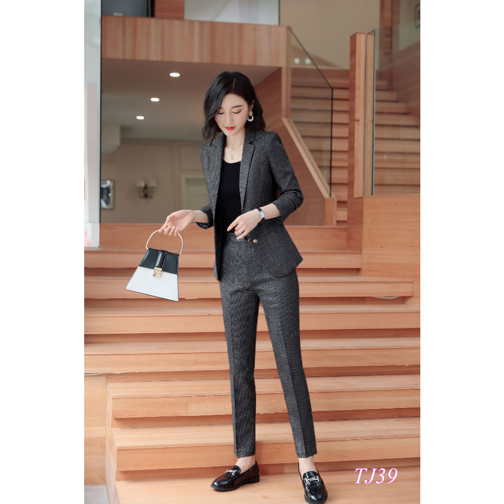 Set bộ vest công sở tay dài 2 nút sang trọng